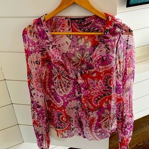 Beautiful sheer floral blouse Eli Tahari size small